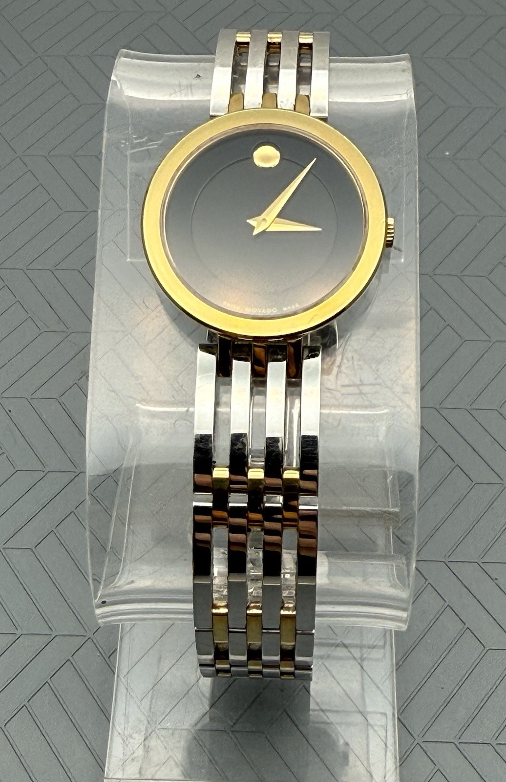 Swiss Movado Esperanza 2 Tone Gold / S.S Black Dial Ladies Model # 0607053