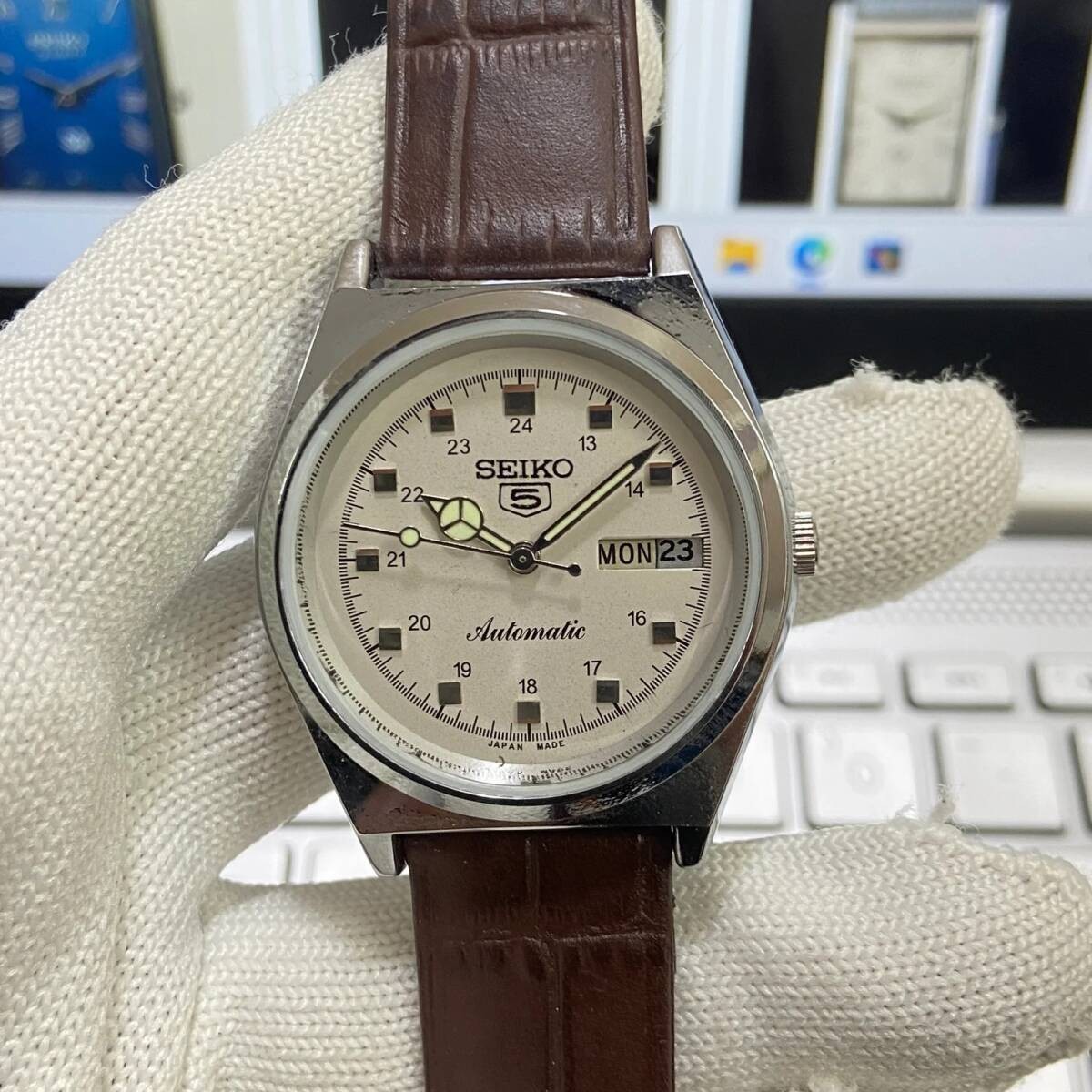 SEIKO 5 Vintage Automatic Men’s Watch Silver Dial Day Date 36mm Serviced