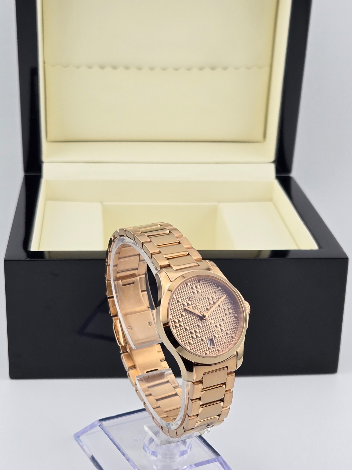 Gucci Women’s G-Timeless Gold Tone Watch Refurbished – YA126567 ($1010 MSRP)