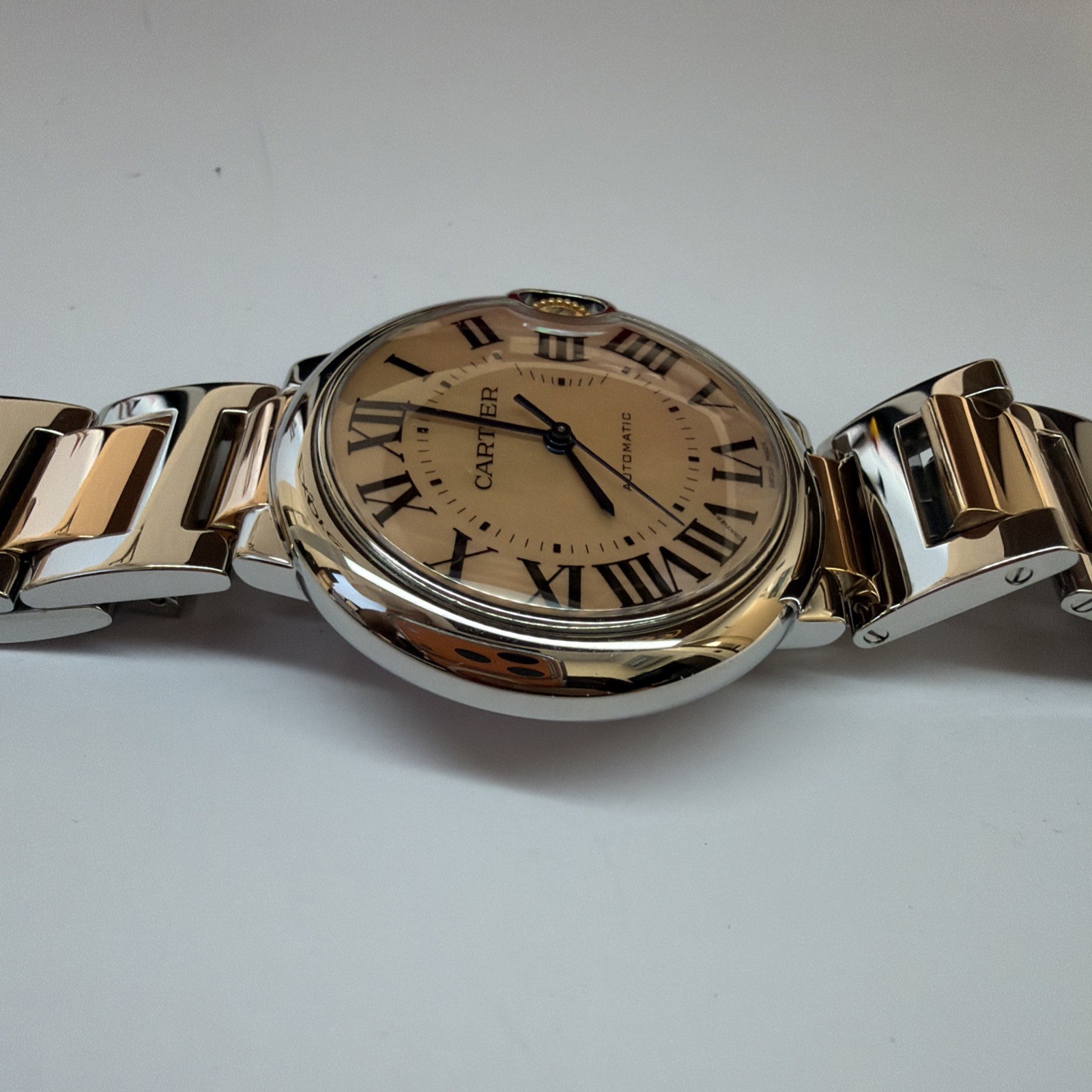 Cartier Ballon Bleu 18k Rose Gold And Stainless 36mm Pink Mop W6920033