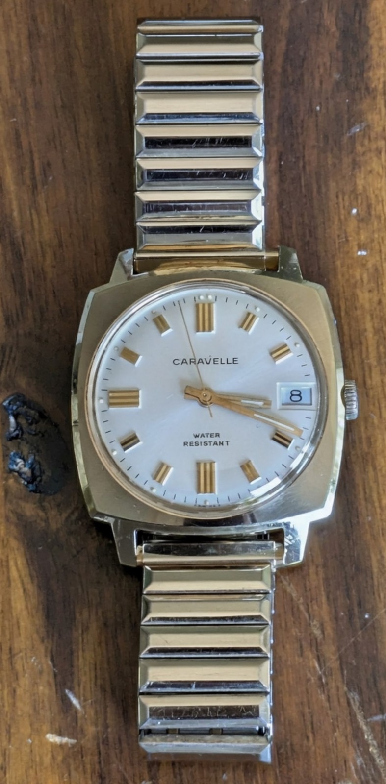 1972 Caravelle Watch Cushion Style Manual Wind Movement Swiss Made 32m Runs Fast