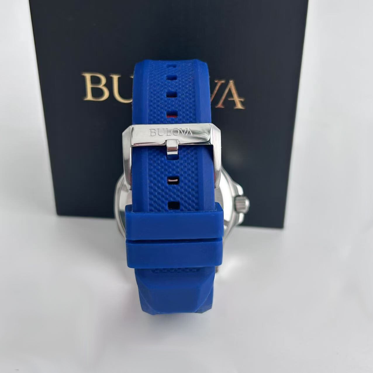 Bulova Marine Star 98A225 White Dial Red/Blue Rubber Strap Men’s Automatic Watch