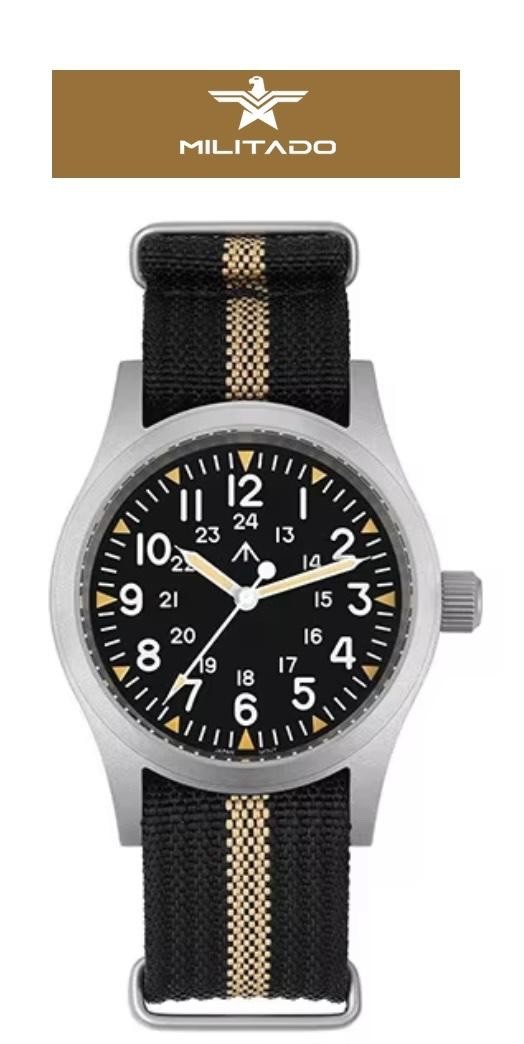Militado ML05 38mm Quartz Field Watch 10Bar NATO Miyota Japan Mvmt Sapphire- NEW