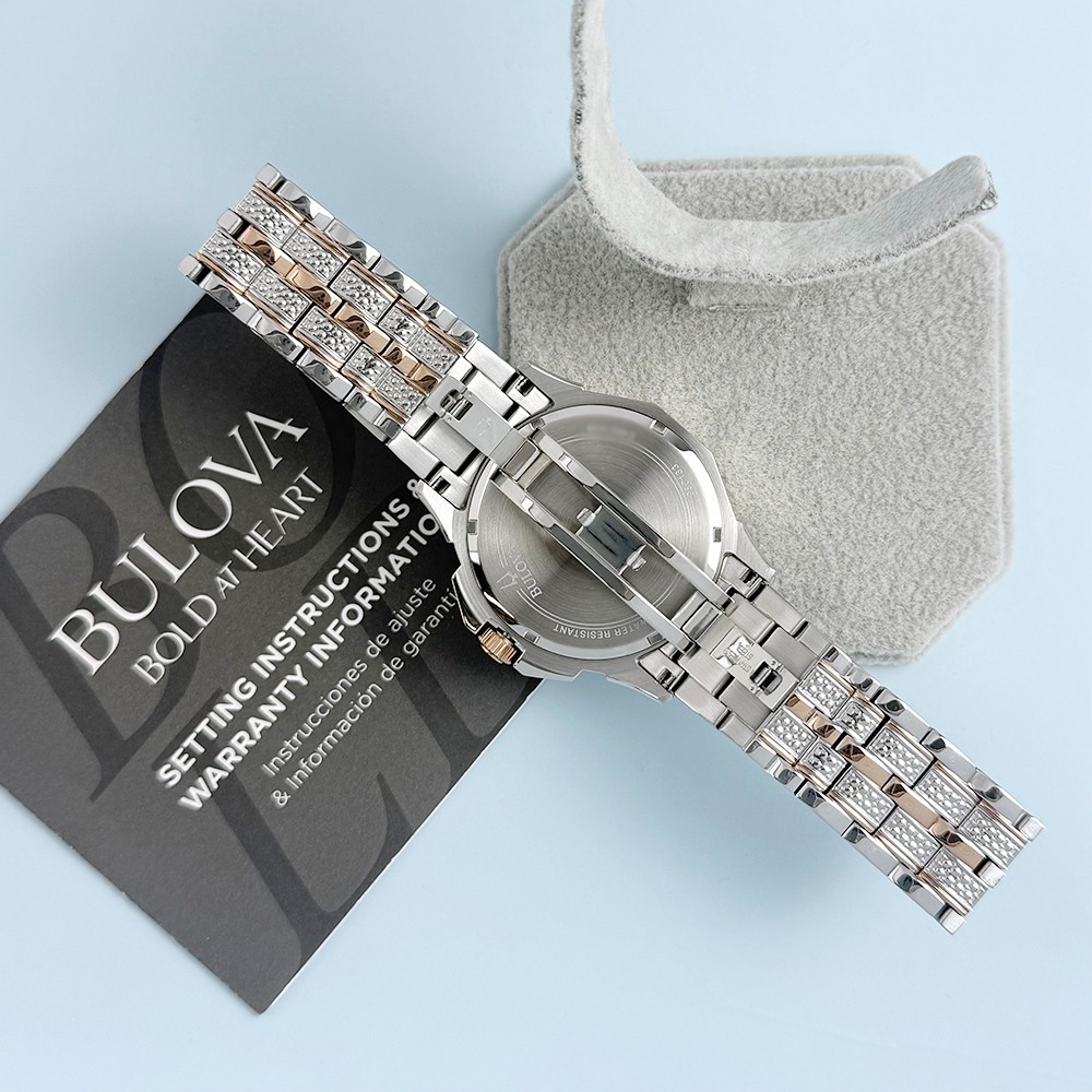 Men’s Bulova 98C133 Octava Crystal White Dial Stainless Quartz Watch 41.5mm