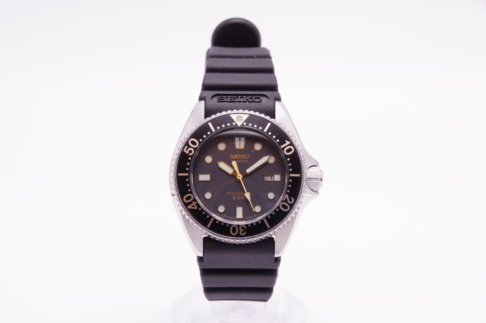 🎦Vintage 1988 [Exc+5] SEIKO 2A22-0170 Diver Black Qz 33mm Unisex Watch JAPAN