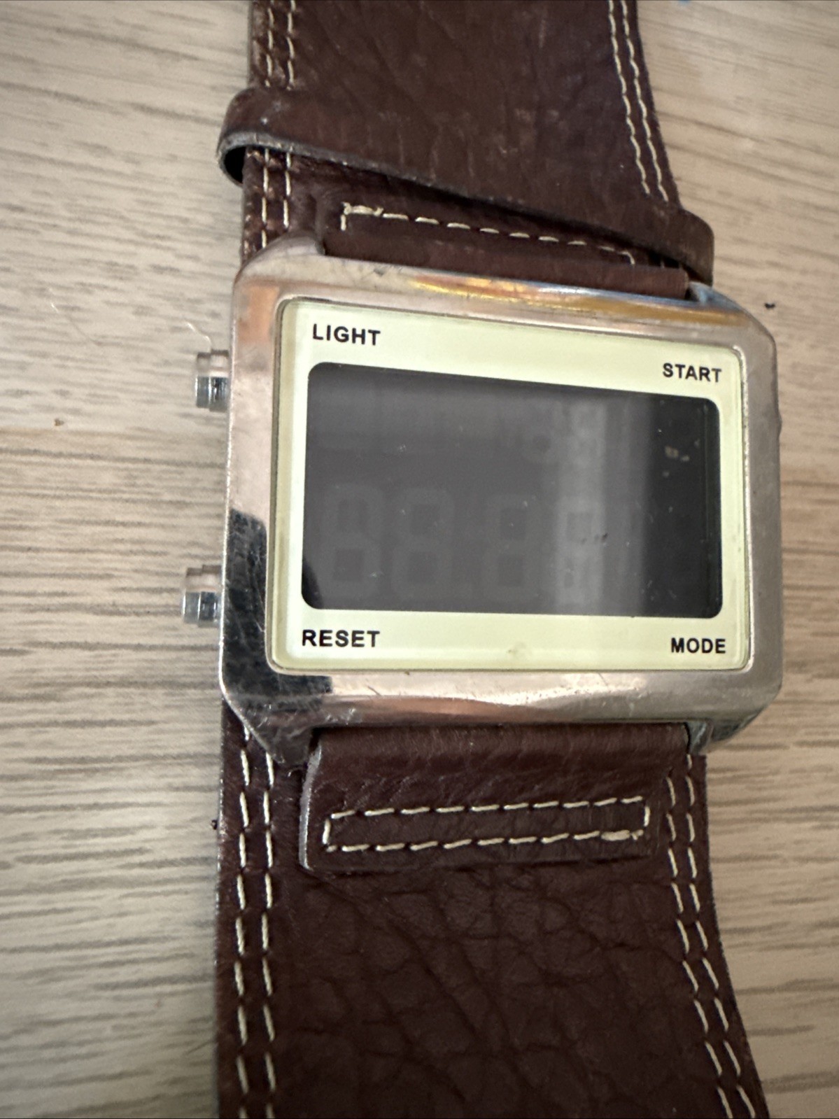 Identity London retro LCD Mens watch, Brown Leather Strap -Untested- For Spares