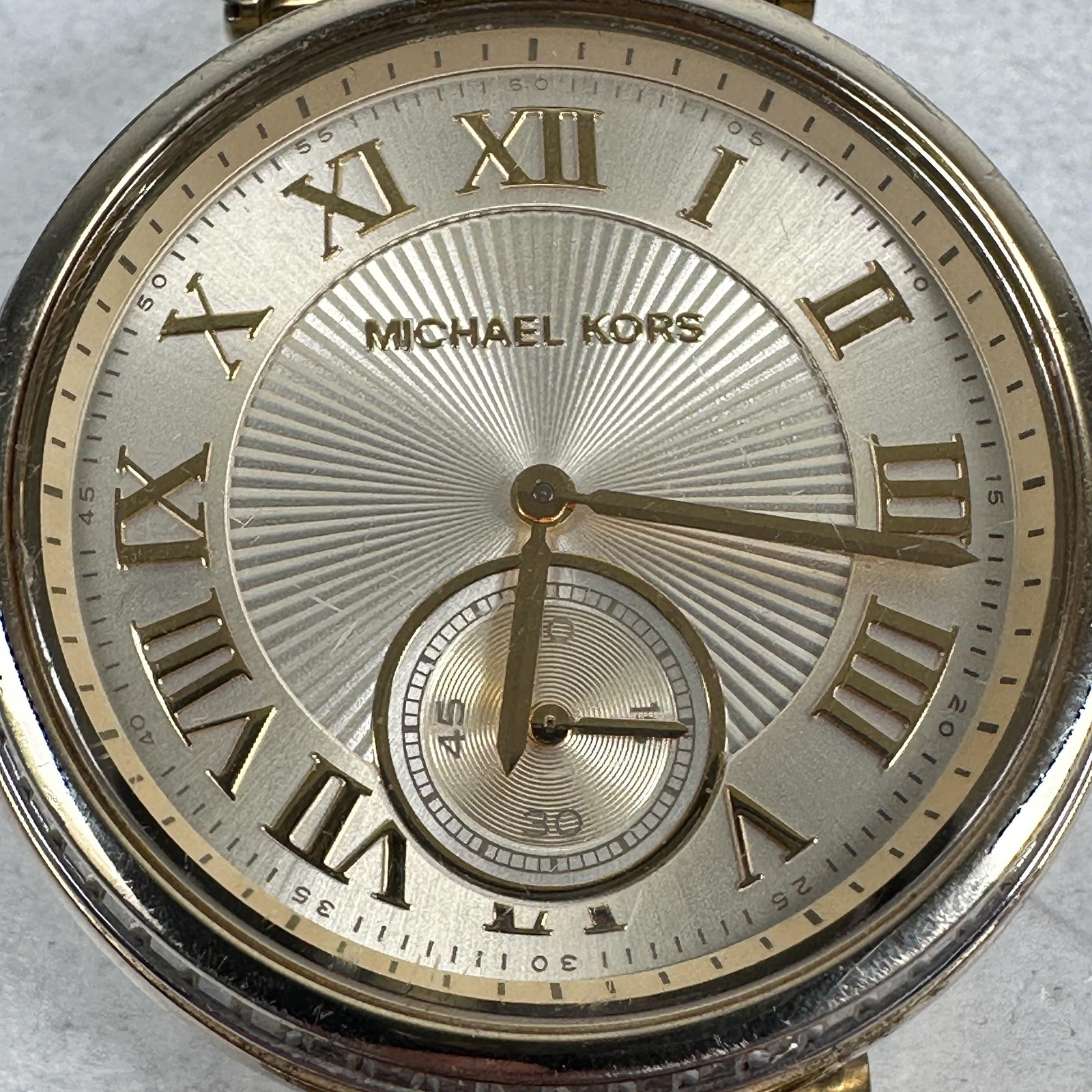 Michael Kors Watch Womens 40mm Champagne Dial Crystal Bezel Skylar Gold Tone