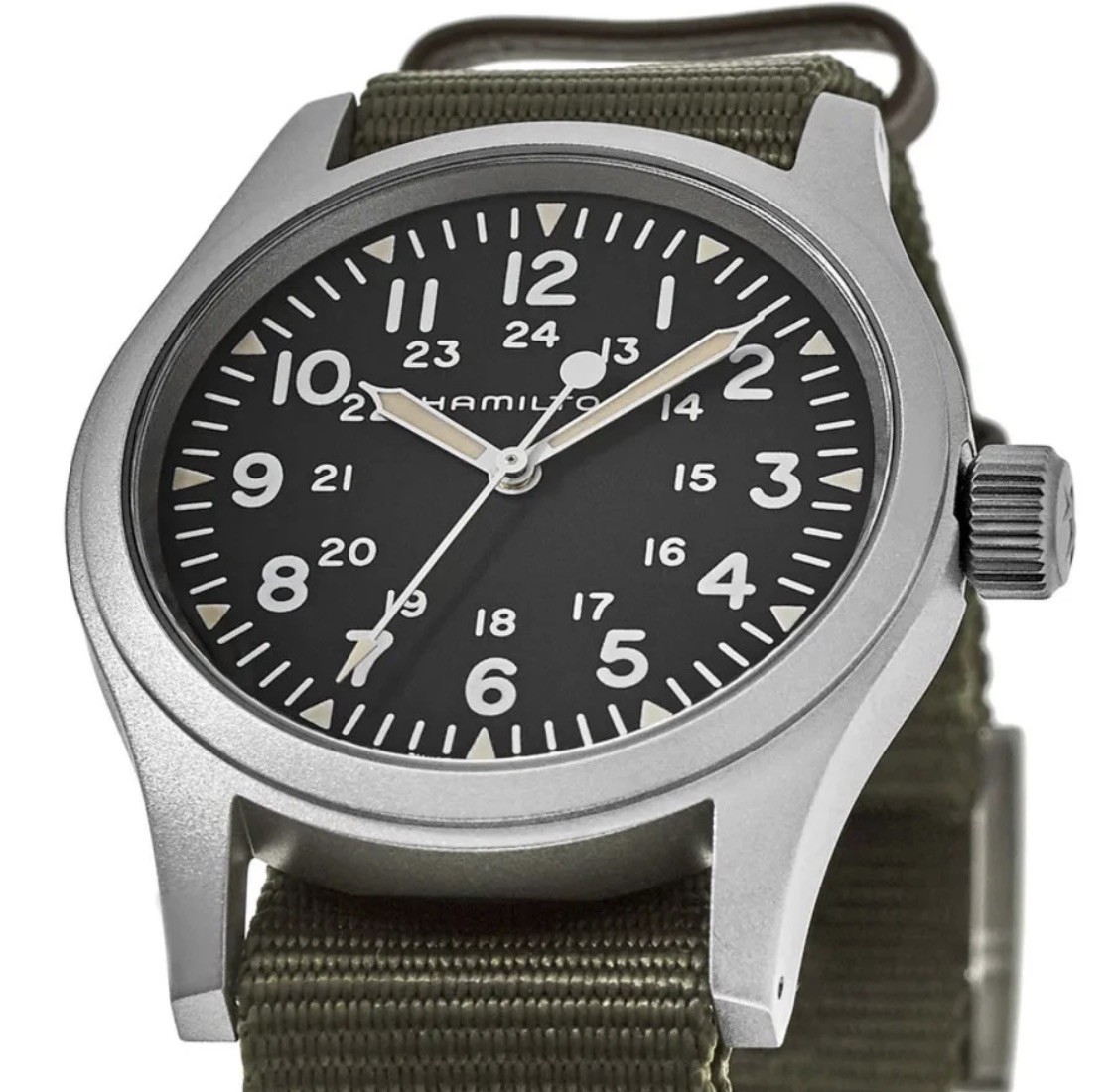 New Hamilton Khaki Field Mechanical Black Dial Fabric Men’s Watch H69439931