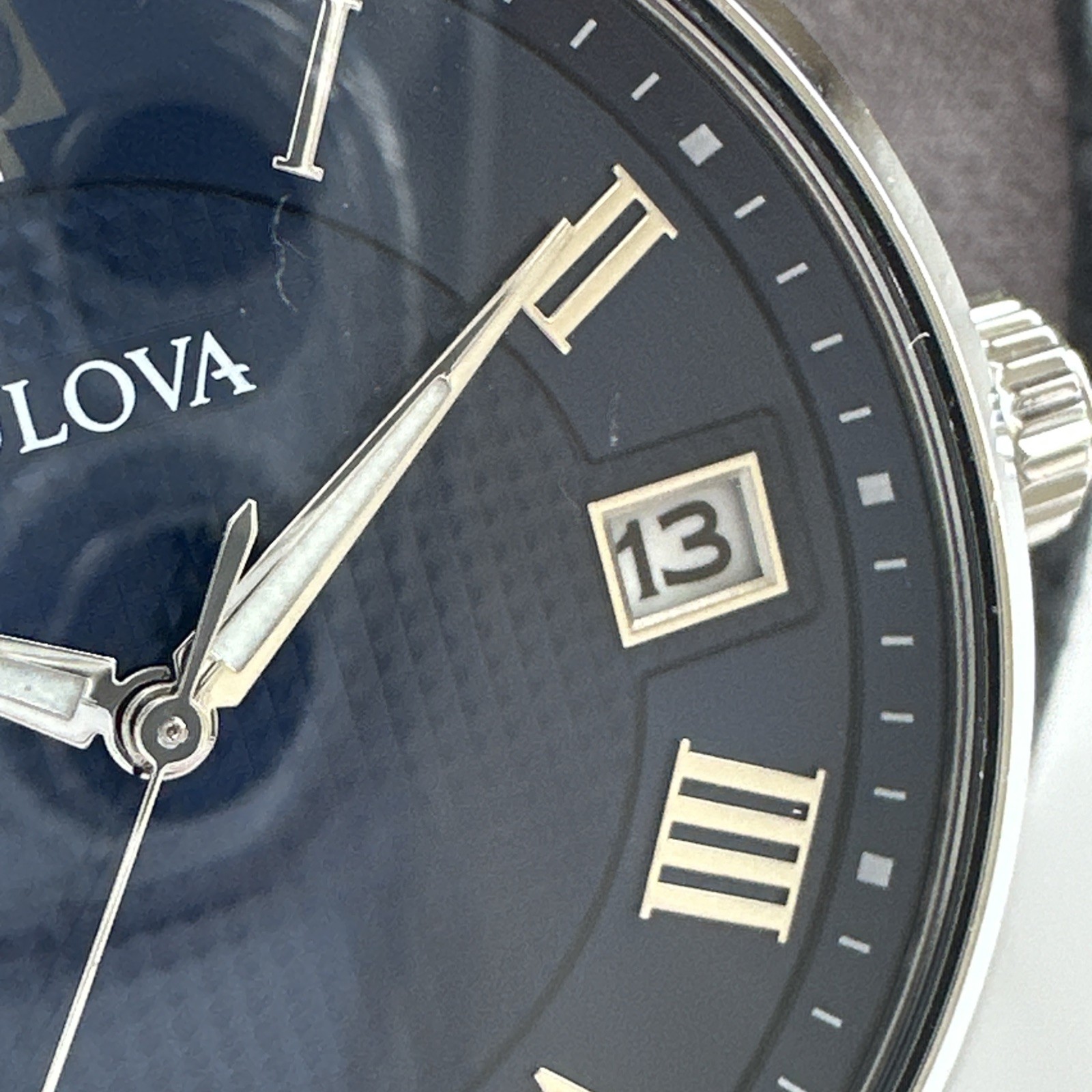 Bulova Wilton Men’s Quartz Silver-Tone Blue Dial Watch 41MM 96B386