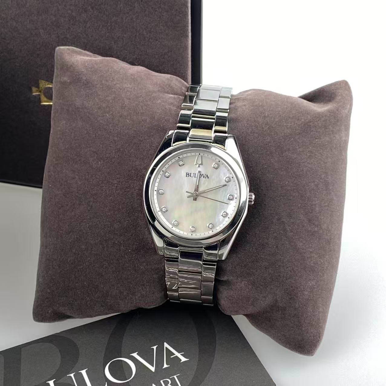 Bulova 96P228 Surveyor Mother of Pearl Dial Stainless Steel Women’s Quartz Watch