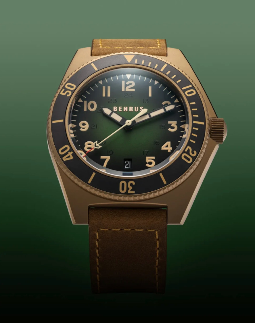 Benrus TYPE 2 UJ Swiss Made Automatic Watch 41.5mm Bronze PVD Sapphire Crystal