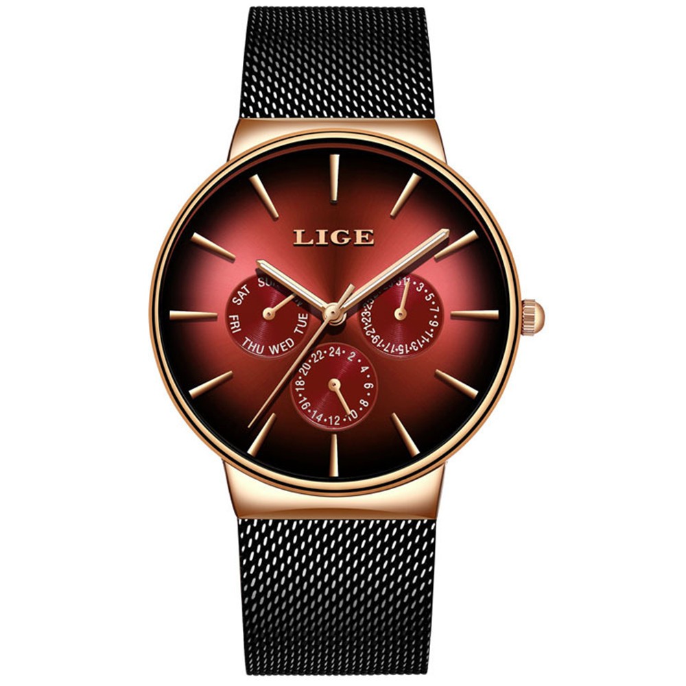 LIGE Men Watches Fashion Ultra-Thin Dial Male Business Weekdays Steel Wristwatch