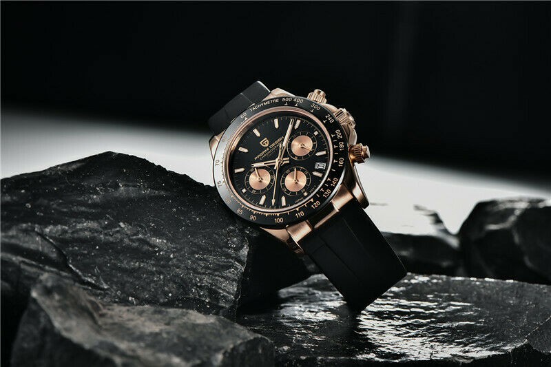 PAGANI DESIGN Men’s Quartz Watch Waterproof Silicone Bracelet Strap+Box PD-1664