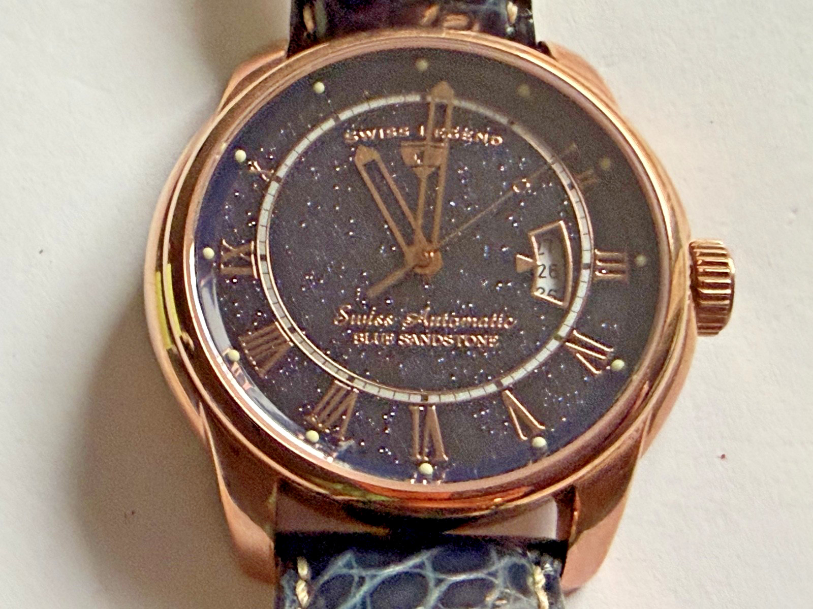 SWISS LEGEND BLUE SANDSTONE DIAL 18 JEWELS AUTOMATIC NEW/OLD STOCK SWISS MADE