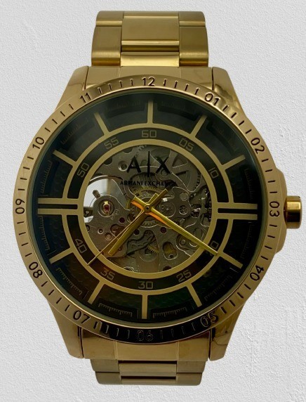 Beautiful Gold-Tone Armani Exchange Skeleton Dial Automatic Men’s Wristwatch
