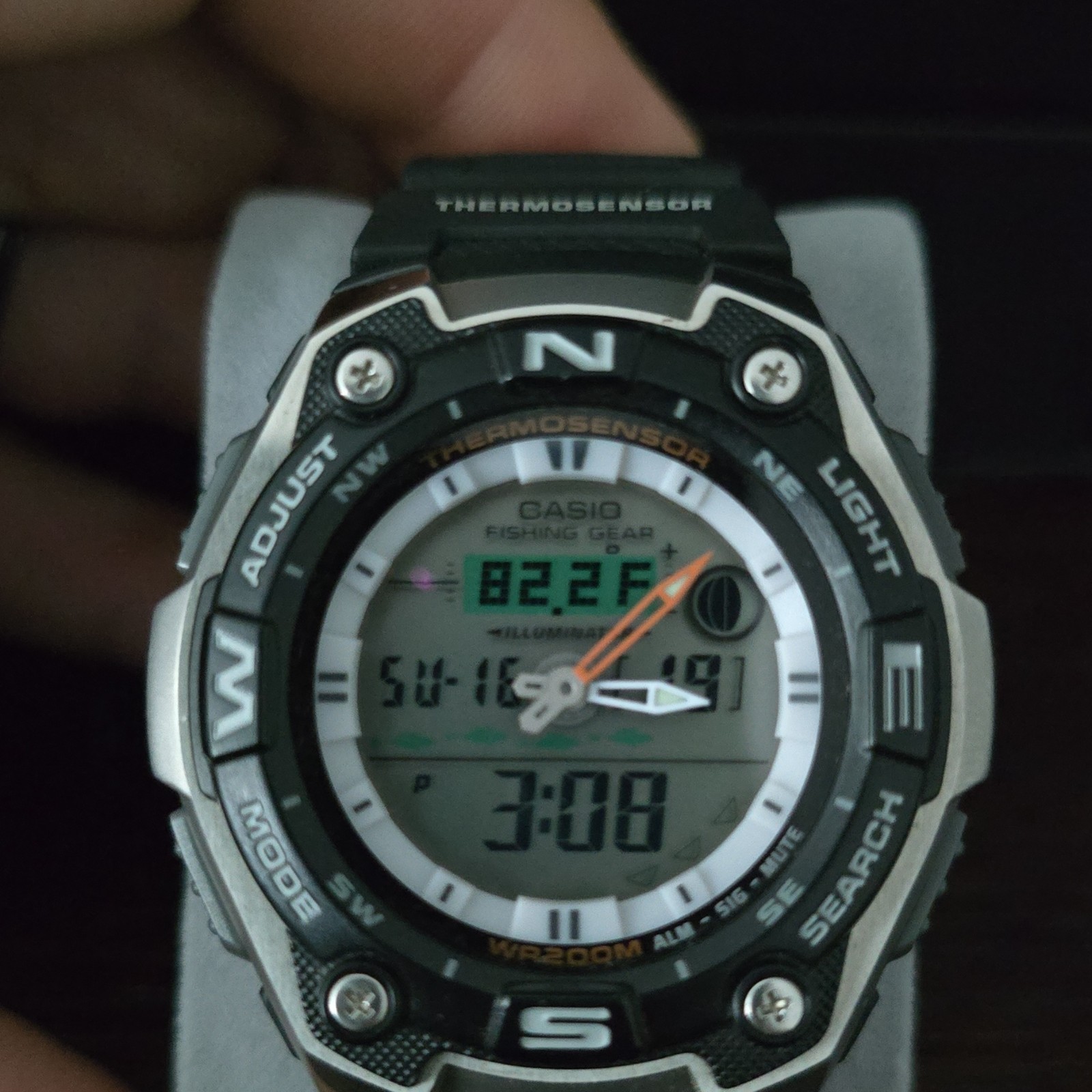 Casio AQW-101 Analog-Digital Moon Phase World Time Thermometer 200m Fishing Gear