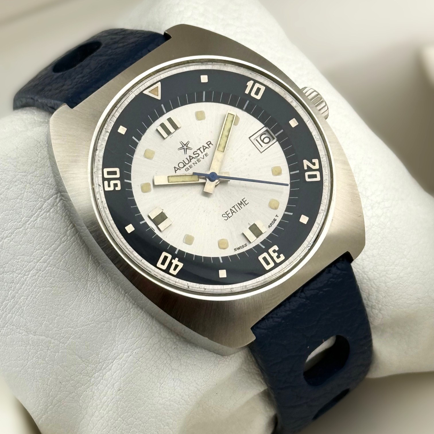 Aquastar Seatime Ref. 1000 Vintage 1970s Diver Inner Rotating Bezel Cal. AS 1903