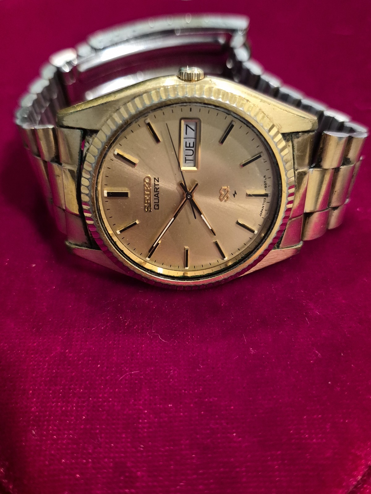 Seiko President Mens Watch 34mm Gold Tone Day Date 6923-8089