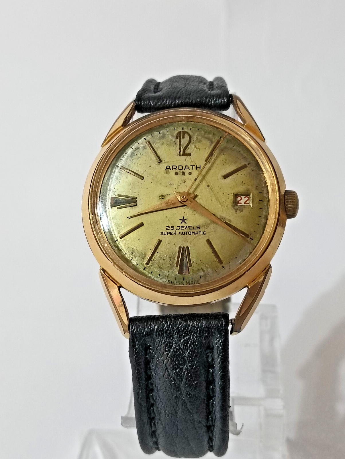 Vintage Ardath Super Automatic 25 Jewels Swiss Made Men’s Watch Date Ref. 14532