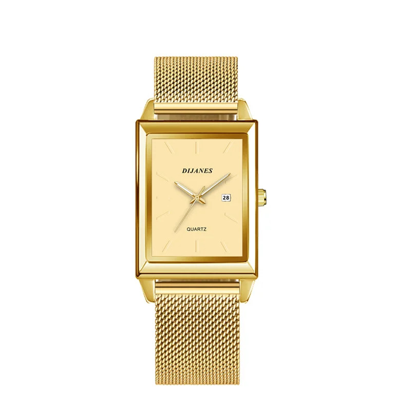 2023 Men’s Rectangle Stainless Steel Mesh Quartz Casual Wrist Watch