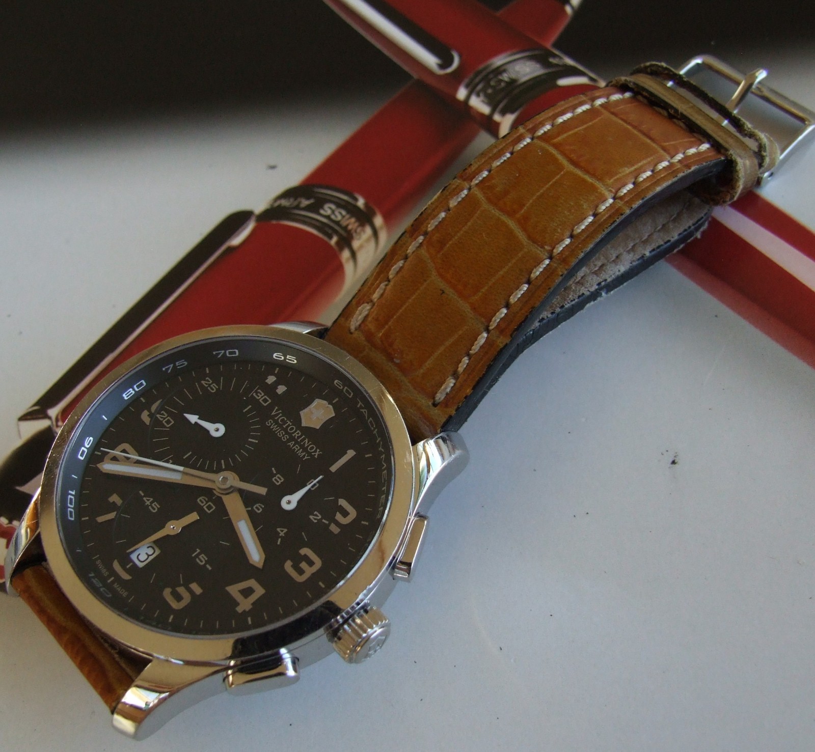 VictorINOX SWISS ARMY+Men’s ALLIANCE CHRONOGRAPH+Sapphire+42mm+OEM Leather Band