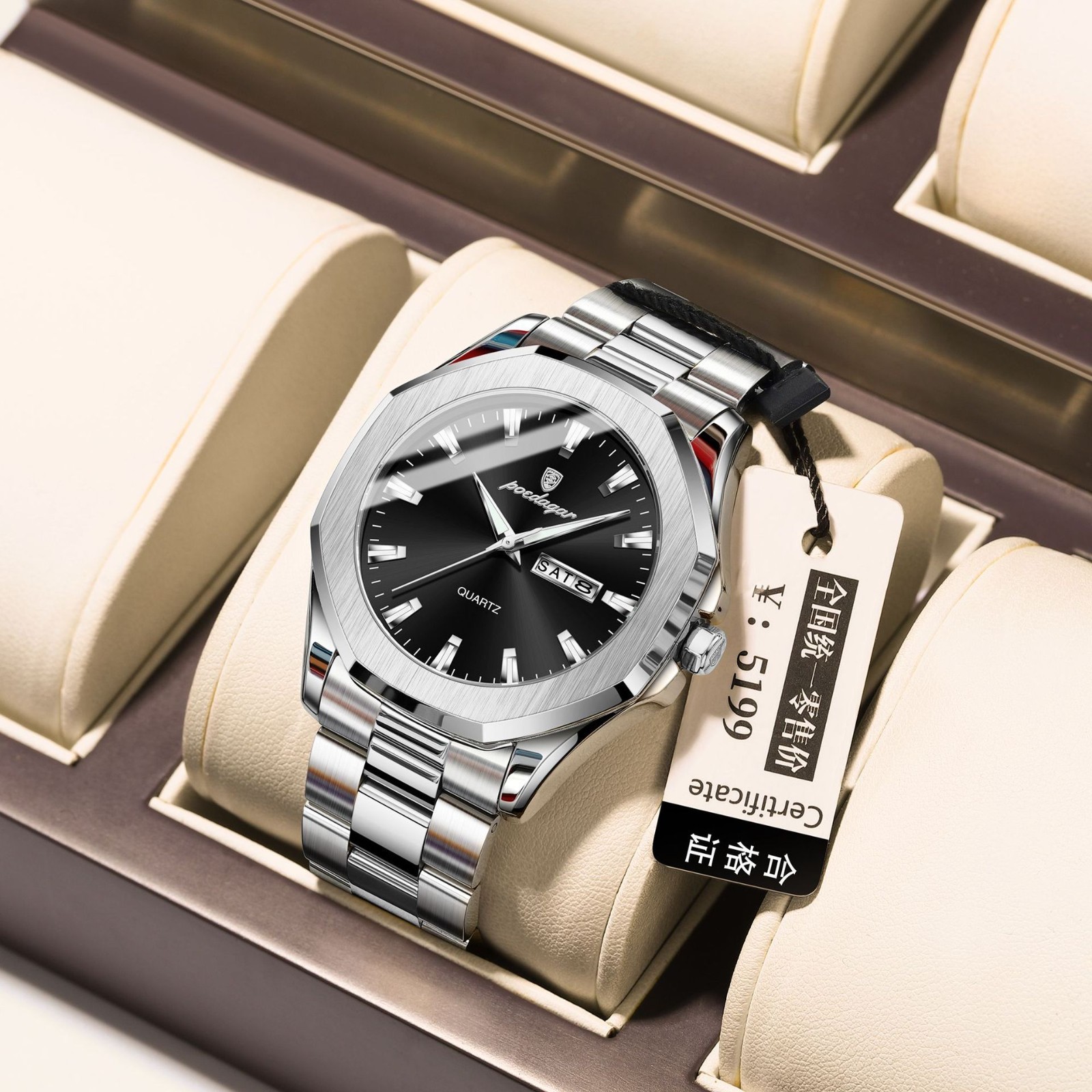 POEDAGAR Luxury Men’s Steel Strap Quartz Watch