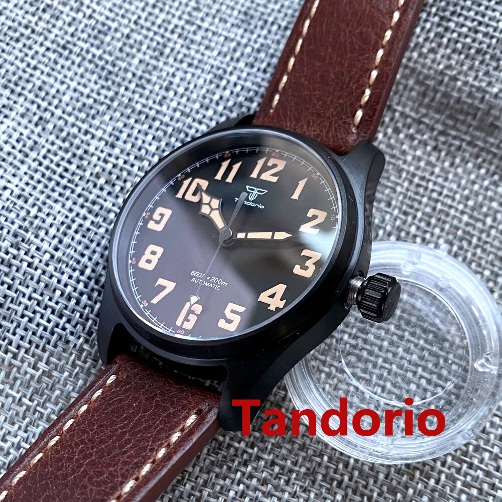 39mm Sapphire Glass Black PVD Pilot 20ATM Japan NH35A PT5000 Men Watch Luminous
