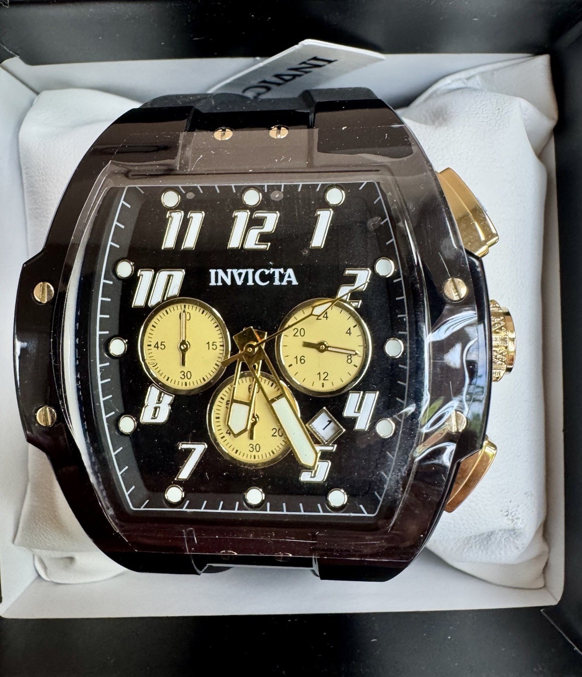 Invicta S1 Rally Vortce 49982 Men’s 47mm Chronograph Watch Black Gold New Box