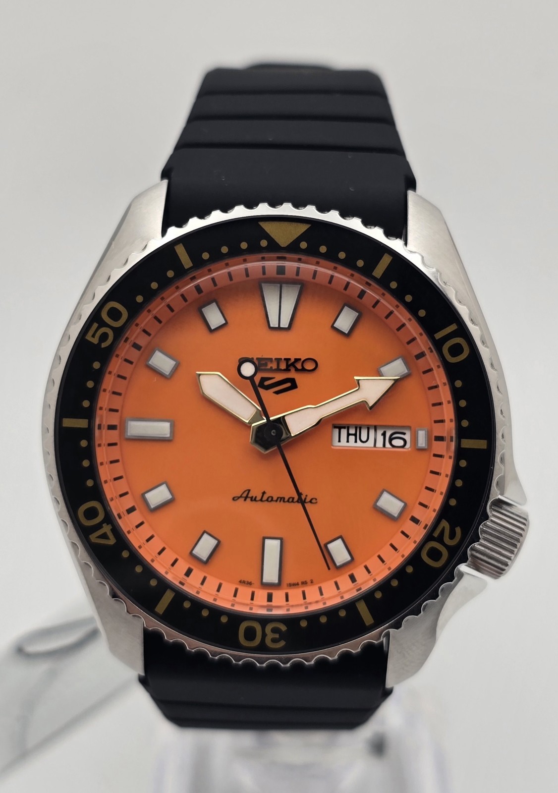 Seiko 5 Sports SRPL89K1 SKX Series 42.5mm Automatic Orange Dial Silicone Strap