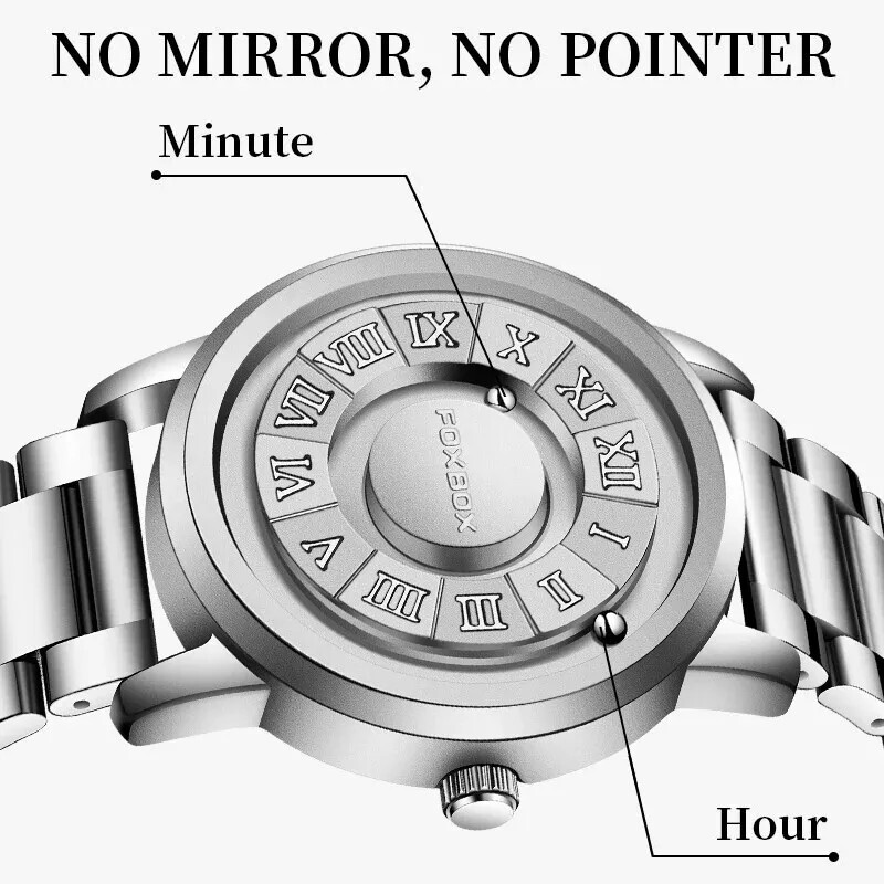 LIGE FOXBOX Men Watch Quartz Scrolling Bead Magne Wristwatch 30M Waterproof Gift
