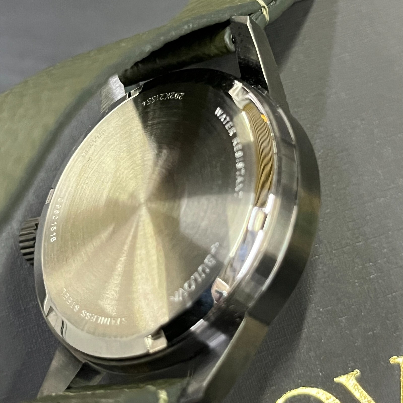 Bulova Hack 38MM Black Dial Green Leather Strap Automatic Men’s Watch 98A255
