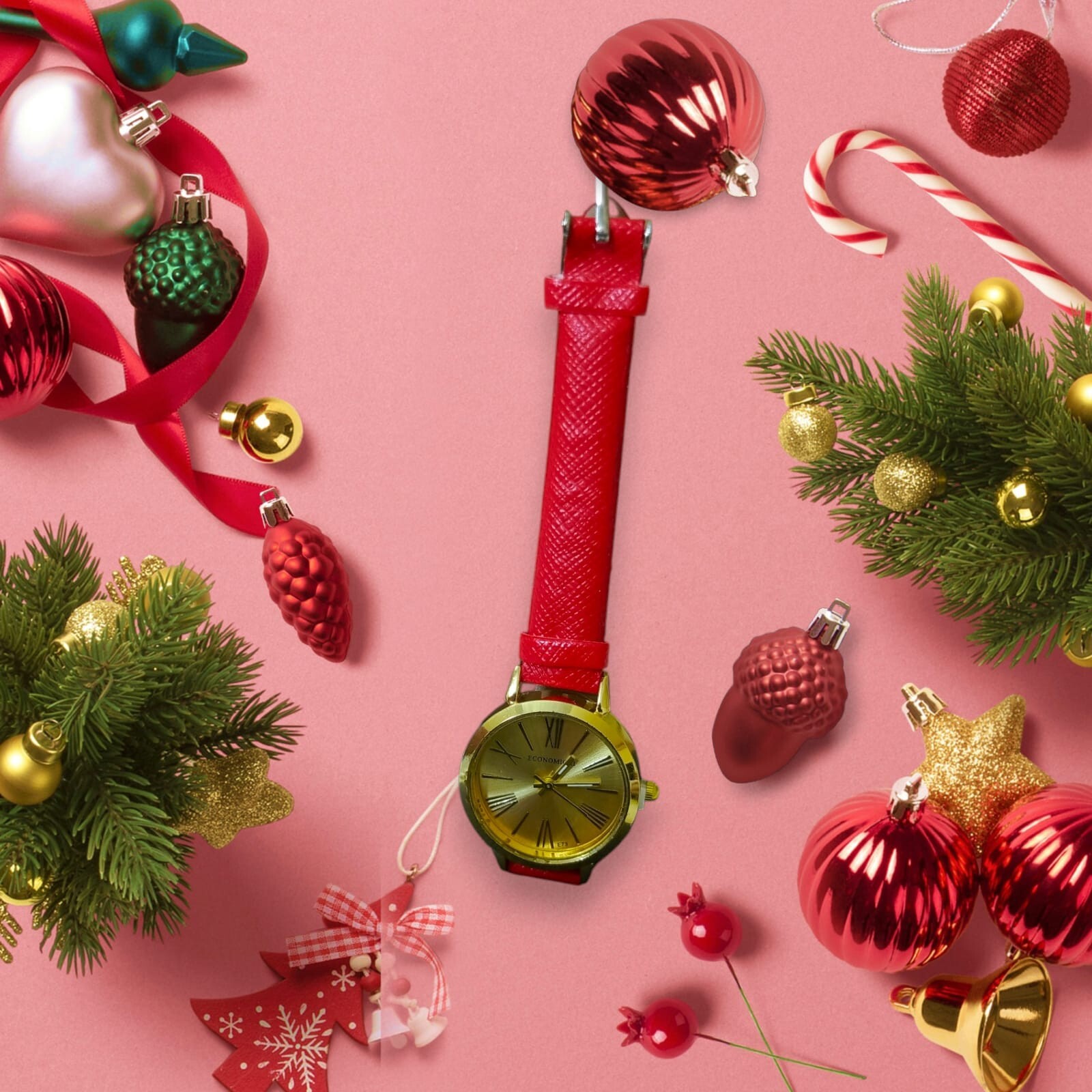 Luxury Analog Quartz Leather Red Strap Watch Women Fashion An Attractive Gift