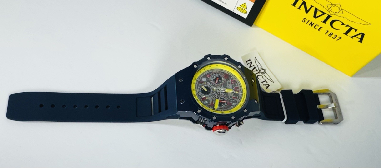 Invicta Racing Vaulthan Men’s Watch 44mm Navy Blue Yellow Red 69661