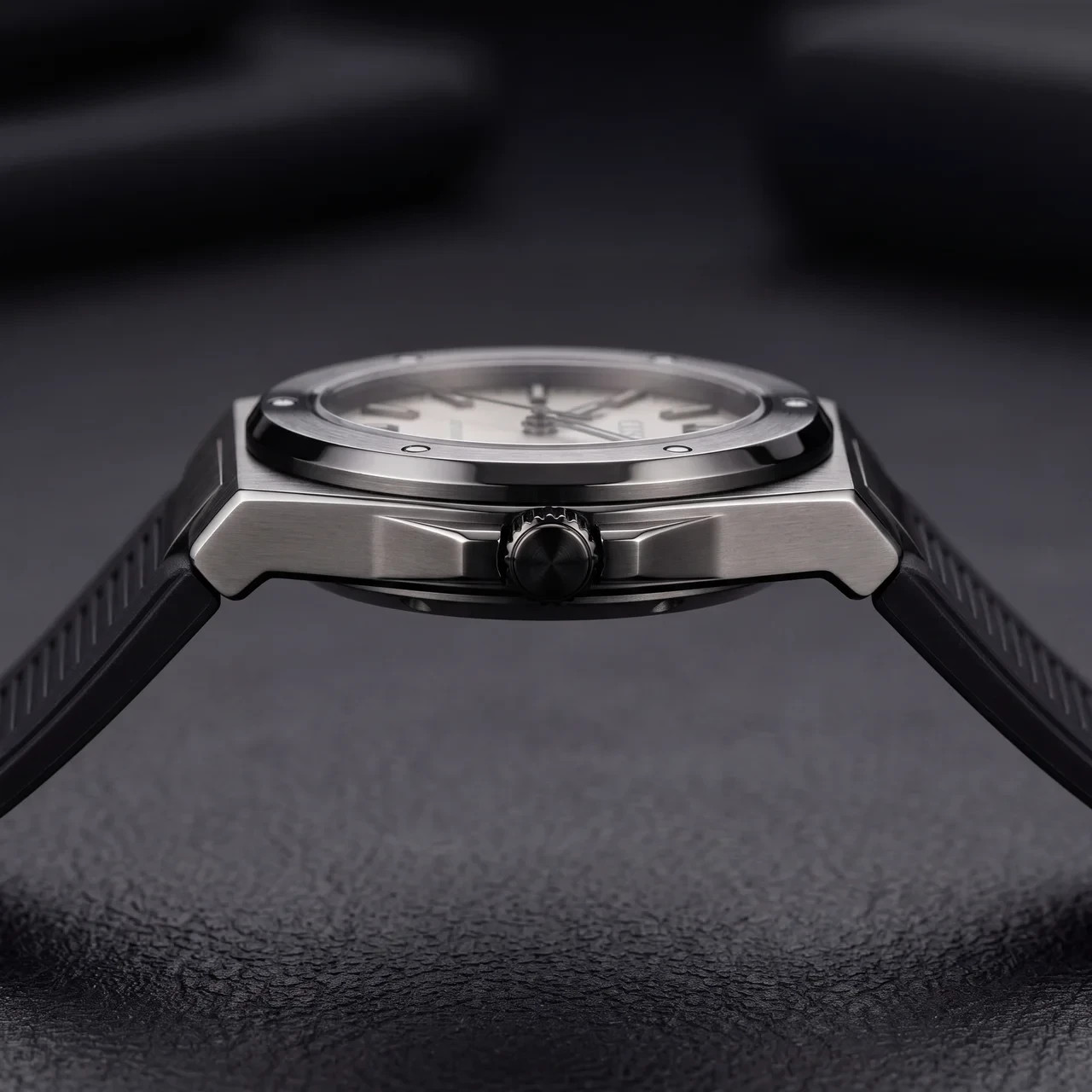 COSO Valtor Automatic Silver Dial Gunmetal Black Rubber Strap