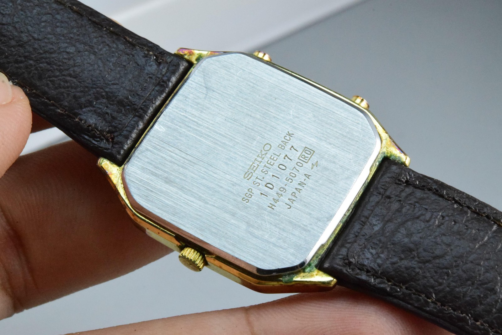 Vintage watch Seiko Gold Plate H449-5070 LCD DIGITAL Men Quartz Octagonal 31mm