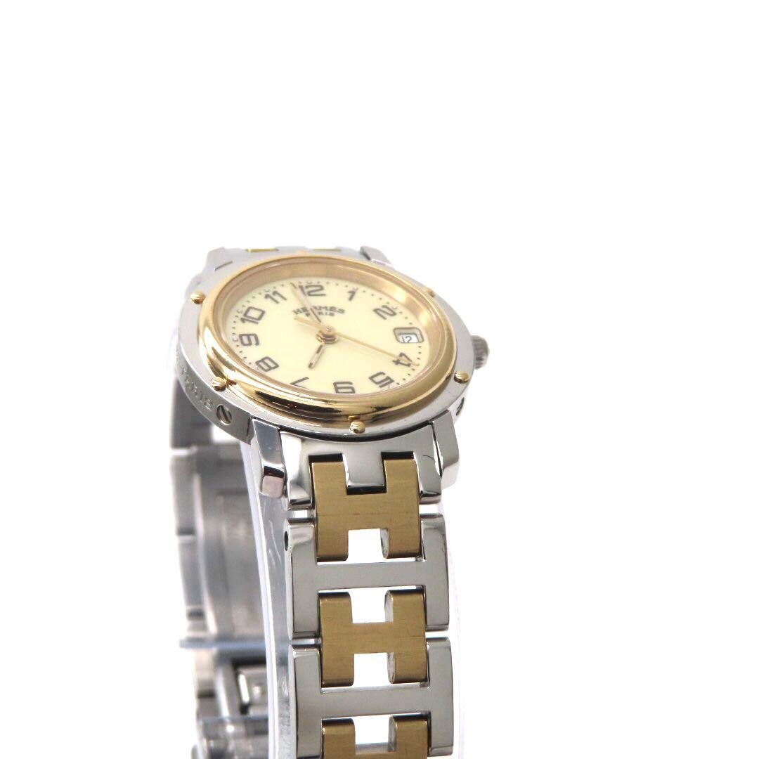 Hermes Clipper CL4.220 Ladies Watch Gold Ivory Quartz Japan 071618