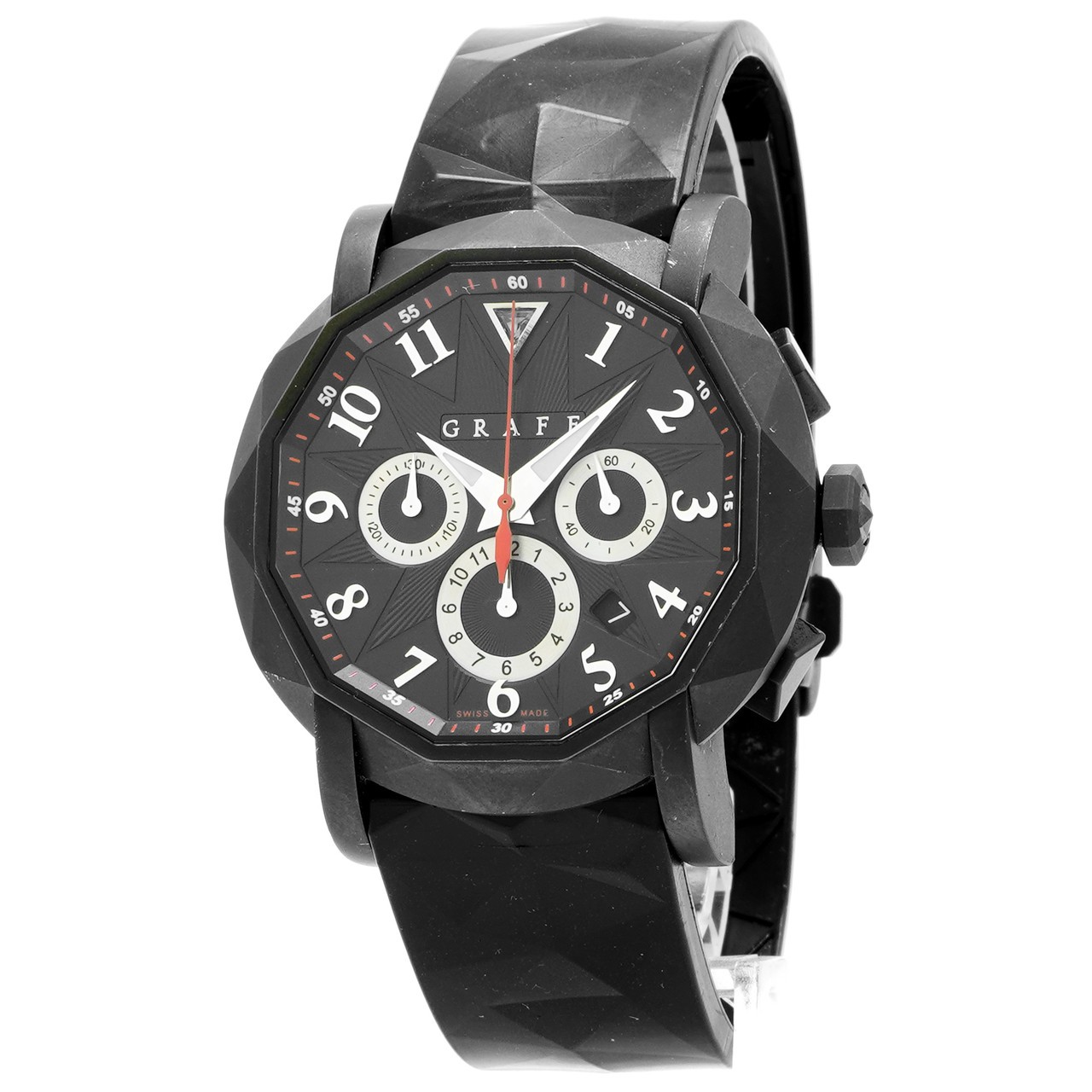 GRAFF Chronograff Watch Chrono 5500HV – Inventory 8160 DLC 45mm Rubber