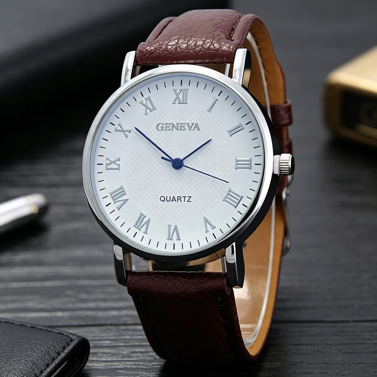 Men’s Quartz Watch Roman Numeral Elegant Dress Business Casual Wrist Watch