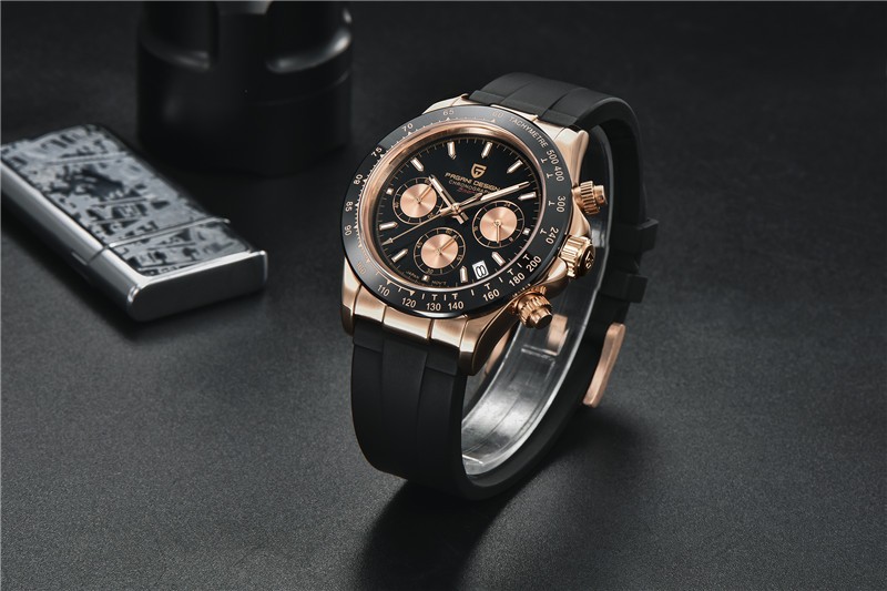 PAGANI DESIGN Men’s Quartz Watch Waterproof Silicone Bracelet Strap+Box PD-1664