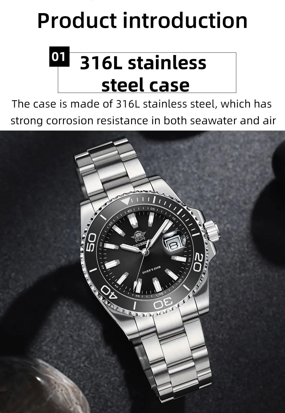 ADDIESDIVE 200M Dive Watch Japanese Quartz 41MM Ceramic Bezel Stainless Steel