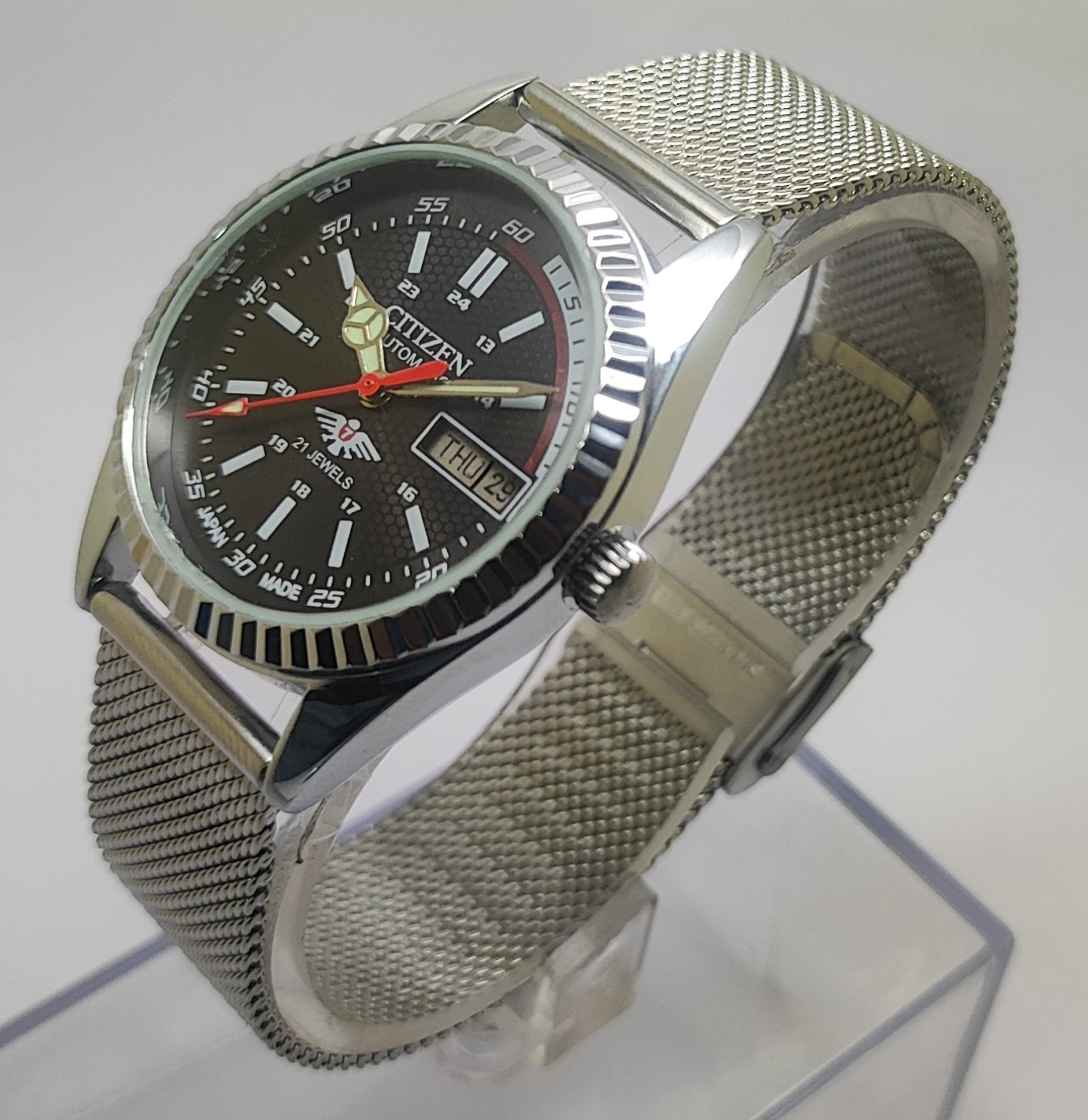 Refurbished Automatic Men’s Watch Day Date | Classic Vintage Style Steel Strap