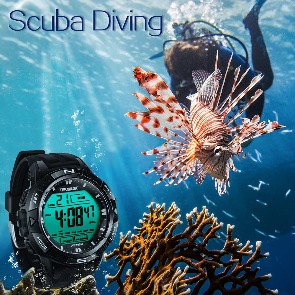TEKMAGIC Digital Watch 100m Underwater Waterproof for Swimming Diving with…