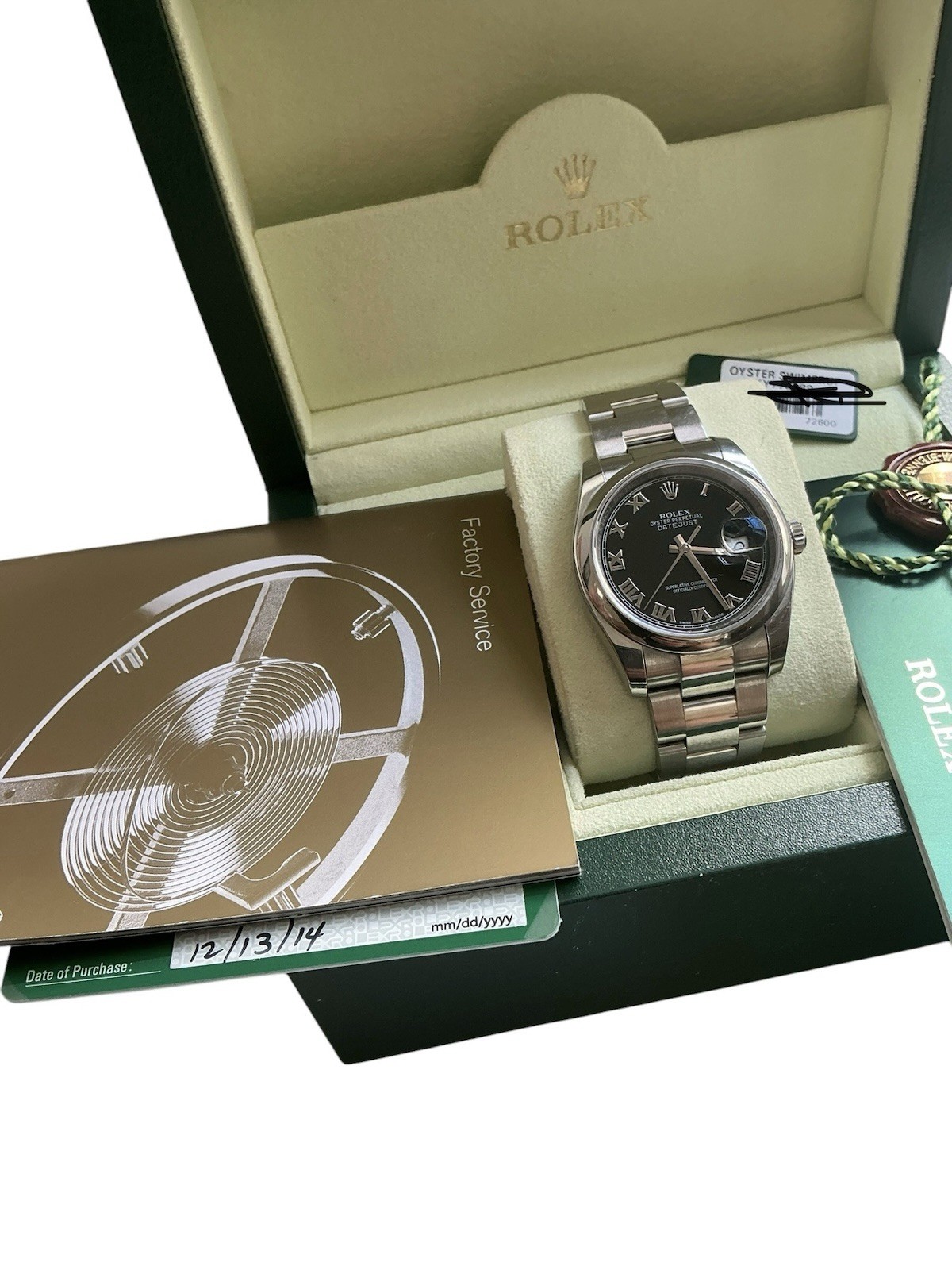 Rolex Datejust 116200 Black Roman Dial 2014 with Box & Papers Unpolished