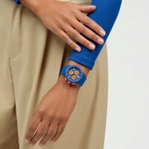 Swatch Watch Primarily Blue SUSN419 Unisex Adults Originals Chrono Plastic
