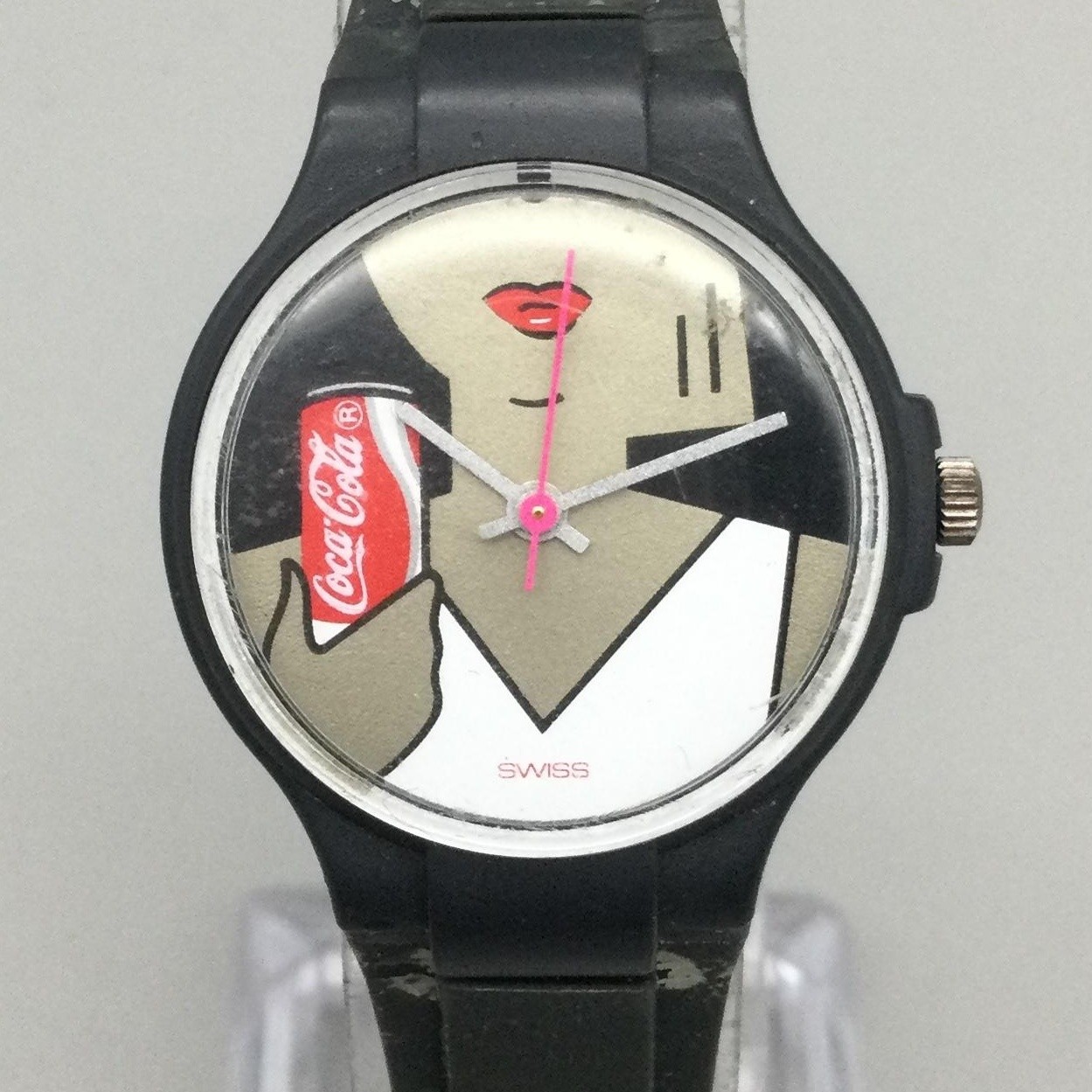 Vintage Swatch Coca-Cola Womens Watch 25mm Black Pop Art Dial Swiss New Battery