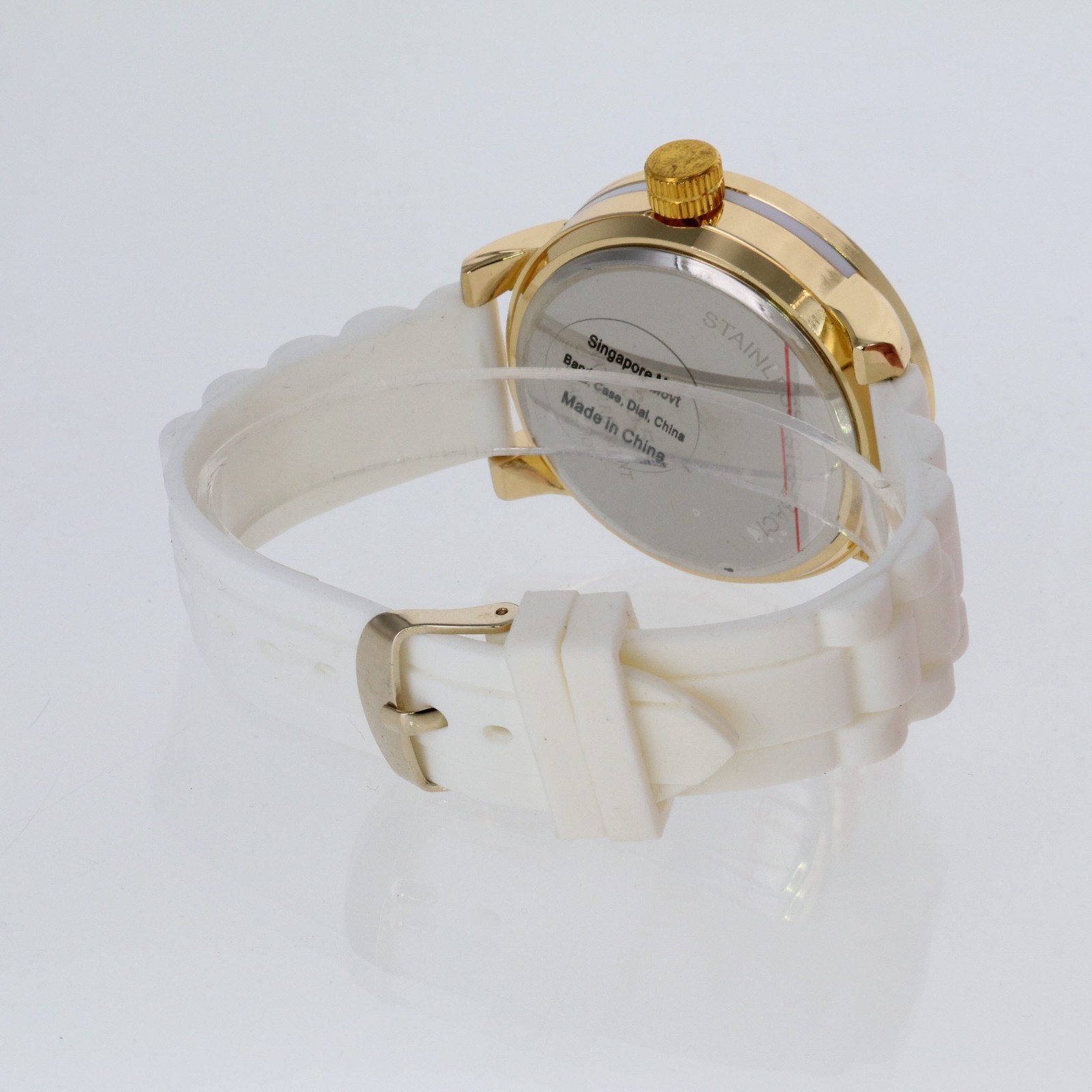 Montres Carlo Two Tone Chess Print Rhinestone on Bezel Watch Faux Leather Band
