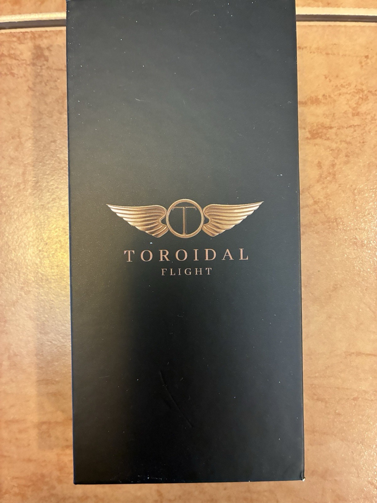 Toroidal Flight Analog Wristwatch Brown Leather Strap Black Dial Gold Case