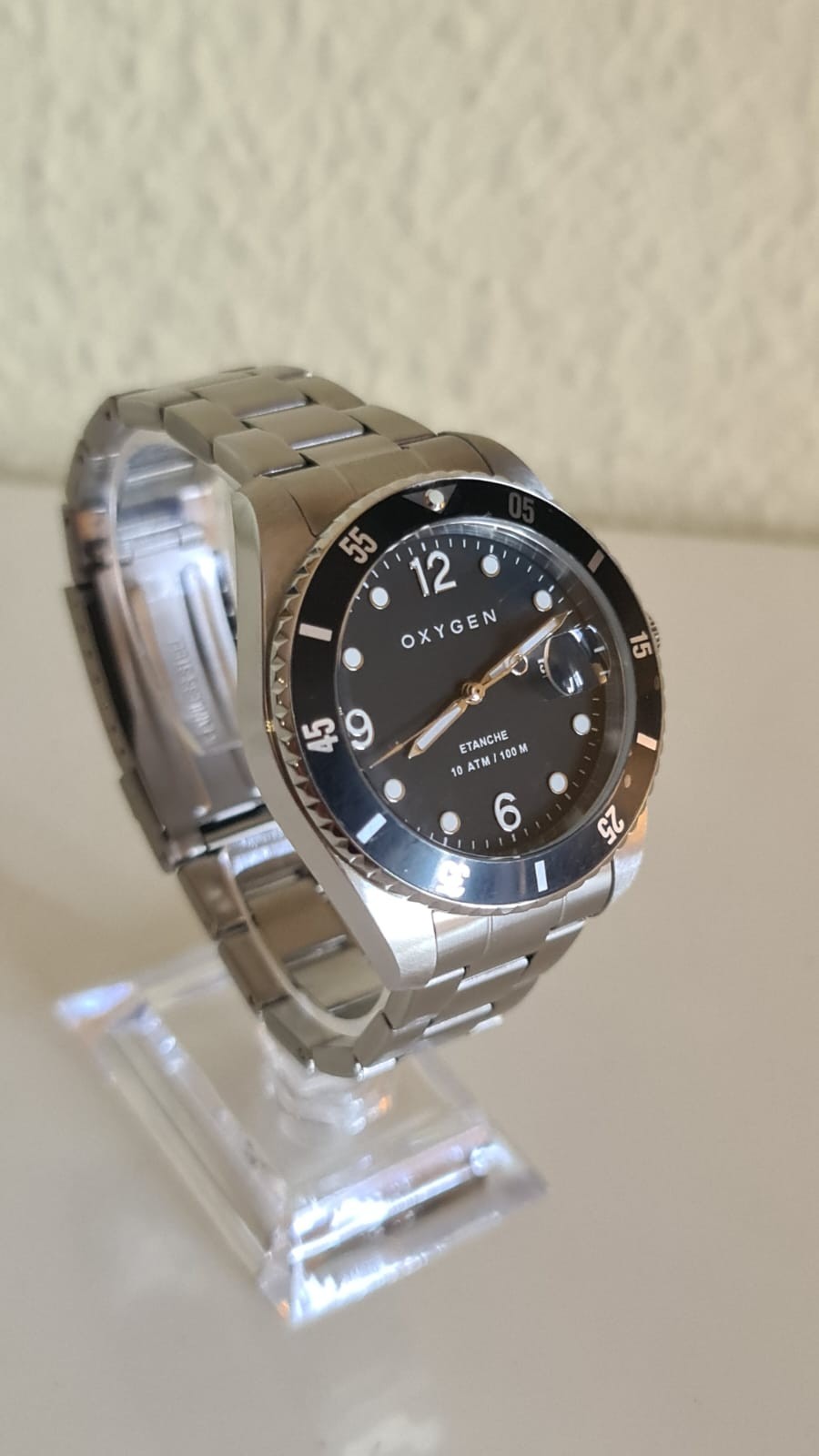 Oxygen Diver Legend Men’s Watch NEW Full Set Black Dial Steel Bracelet 10 ATM 10