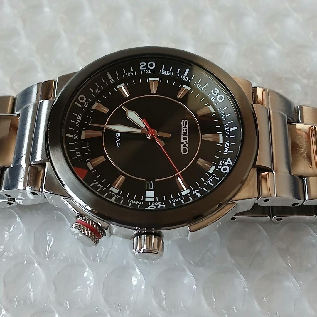 SEIKO Quartz Inner Rotating Bezel Black Dial Stainless Mens Watch 10 BAR
