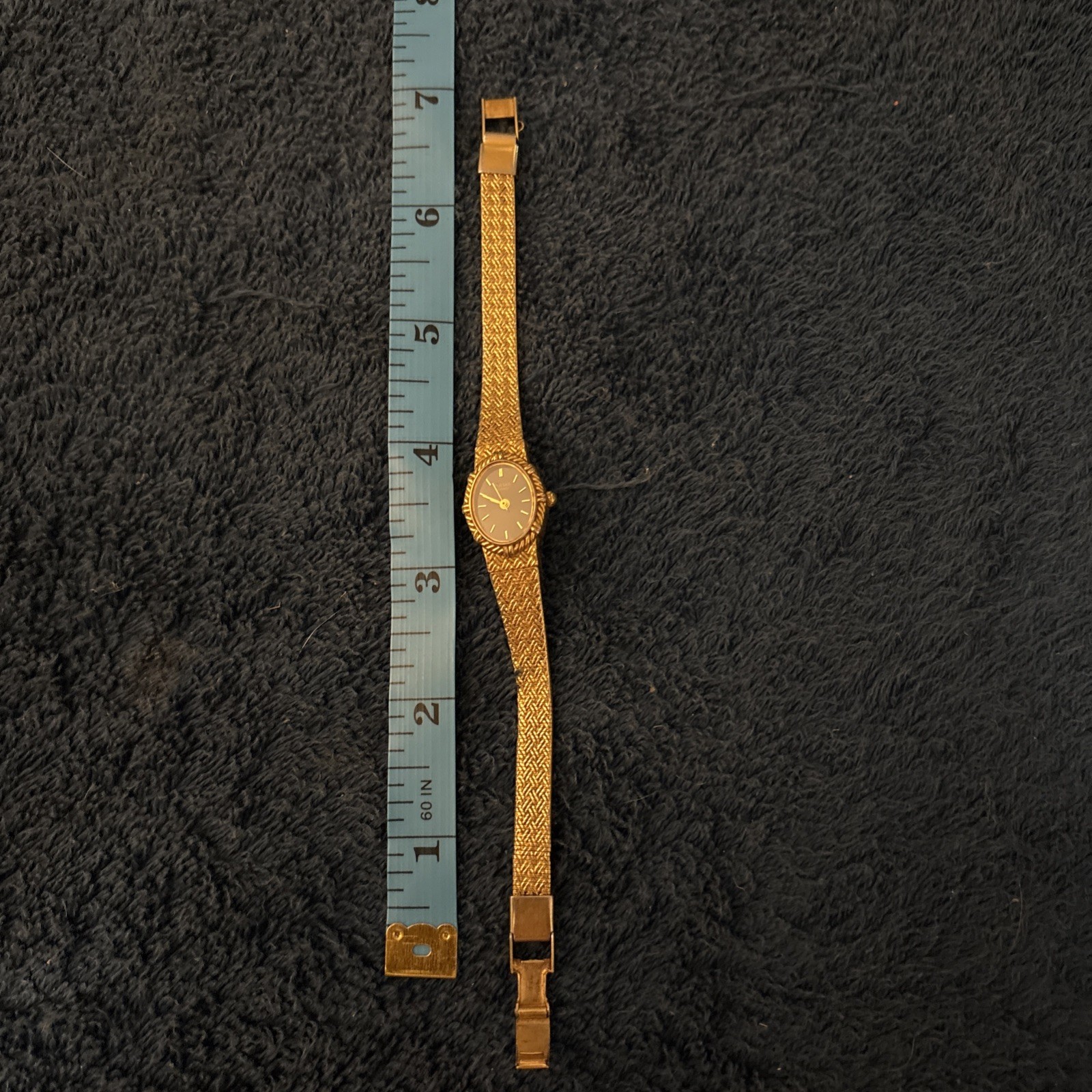 Vintage Pulsar Women Watch 17mm Black Dial Gold Tone V811-005 New Battery 6.5″